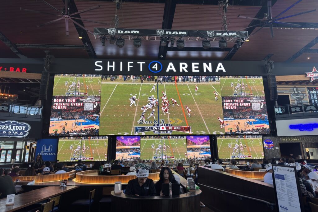 This is Shift4Arena big screen inside Texas Live in Arlington, Texas