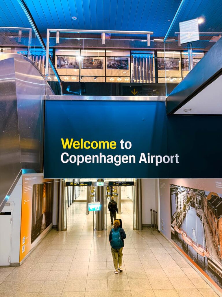 This is the welcome sign at Copenhagen Airport, directly after passport control.
